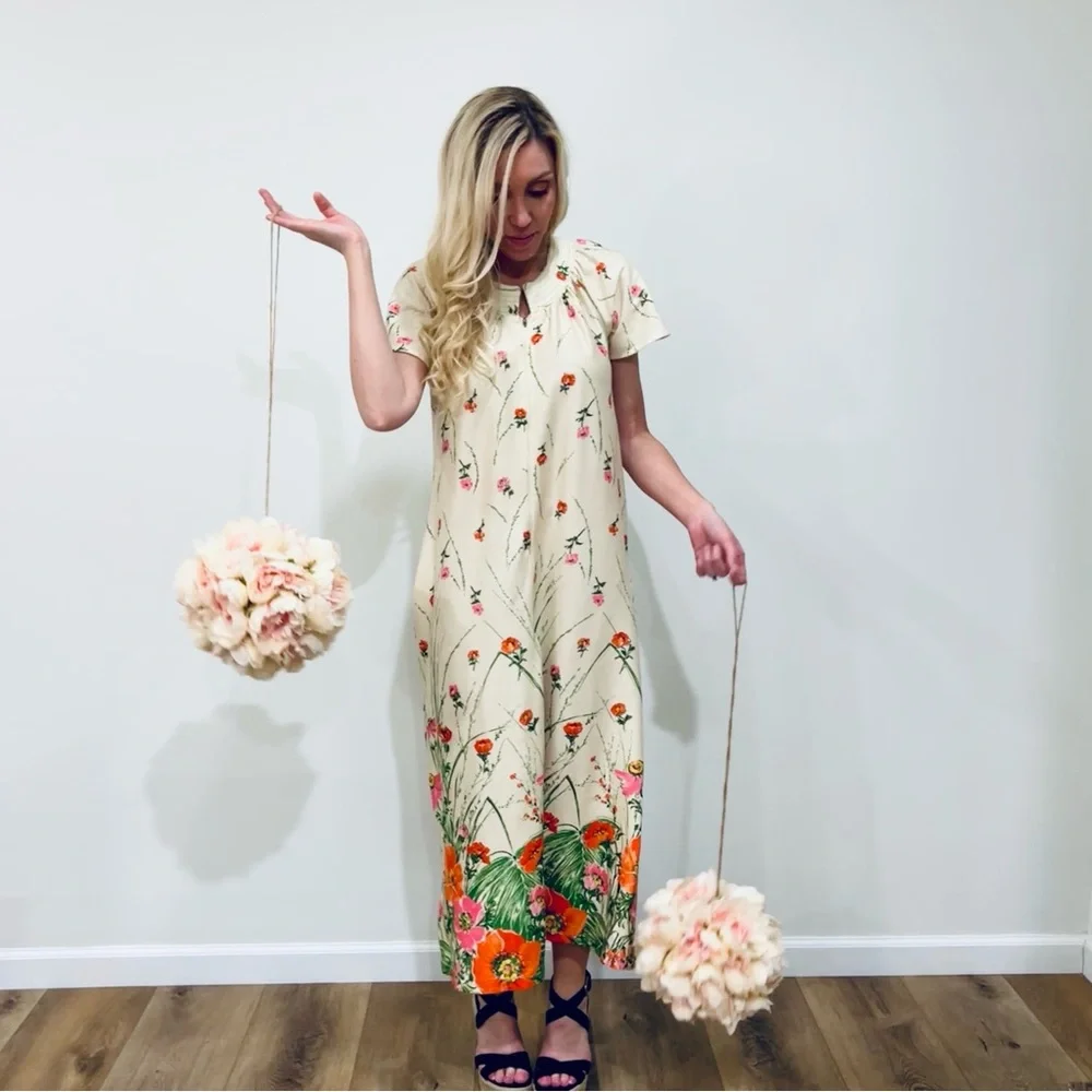 VTG Floral Housecoat Zip-up Dress - Picture 8 of 16